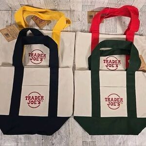 Trader Joe's mini canvas tote bags